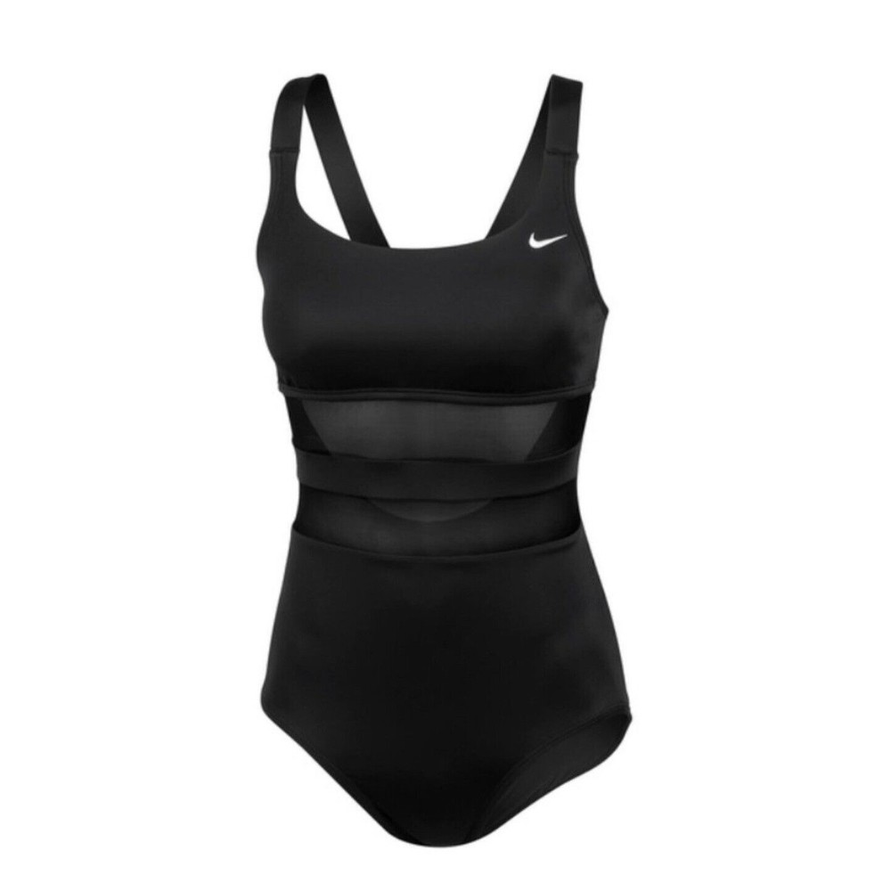Nike Women's Standard Mesh Solid Edge V-Back One Piece Swimsuit Swimwear  Sz M - Picture 5 of 13